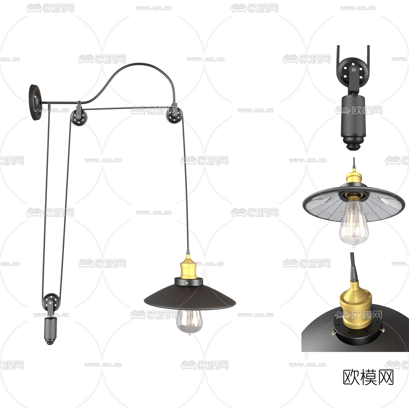 工业风铁艺壁灯3d模型下载