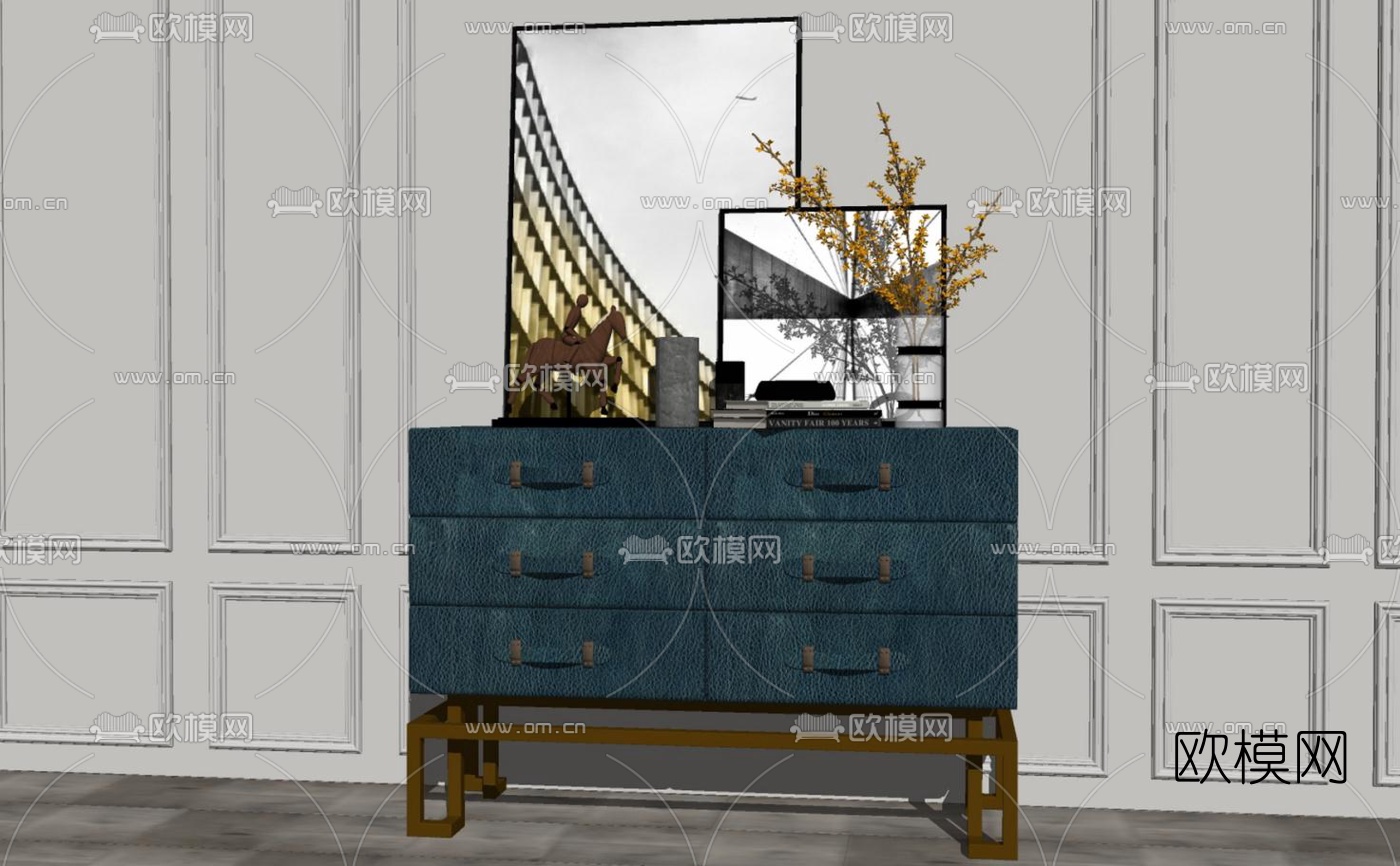 后现代轻奢端景柜su模型下载