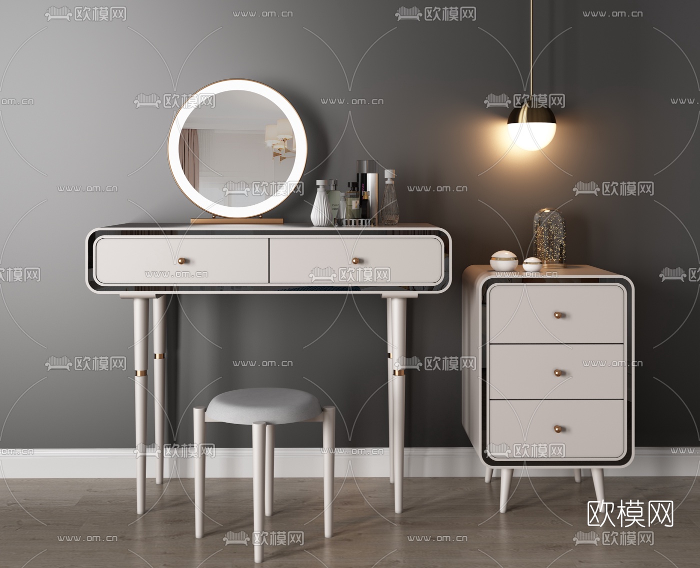 北欧轻奢梳妆台3d模型下载