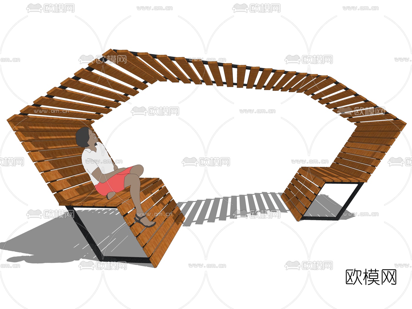 现代创意公园广场景观座椅su模型下载（渲染图2）