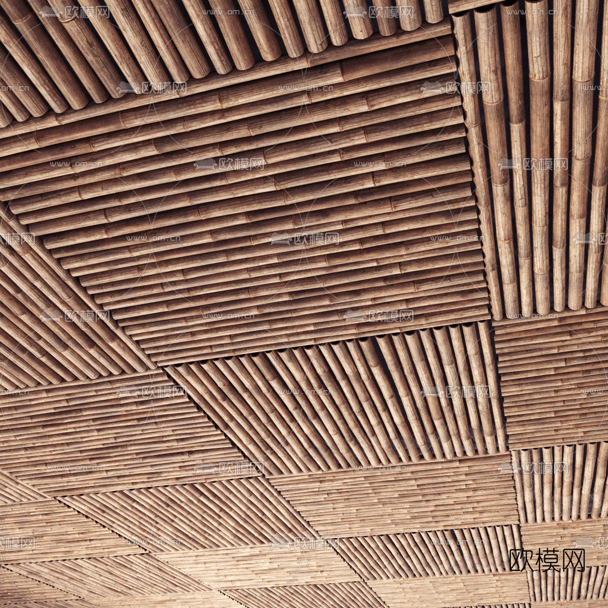 自色风竹子竹架装饰背景3d模型下载（渲染图4）
