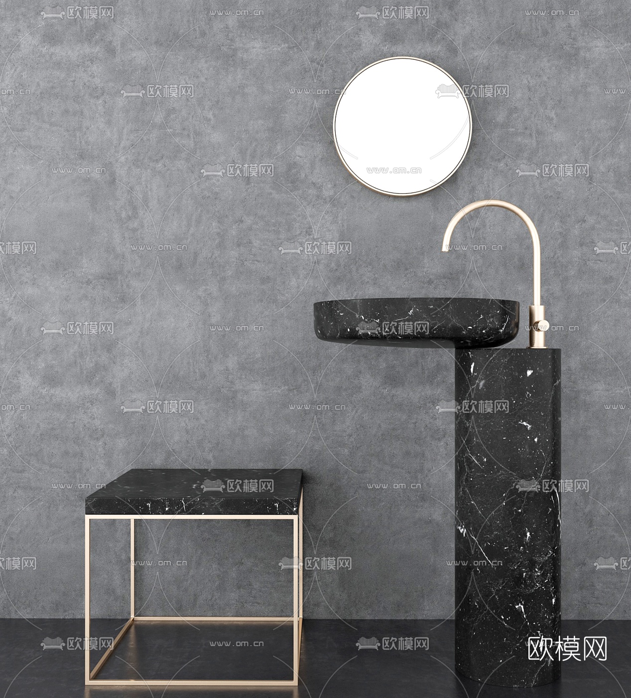 现代大理石立式洗手台3d模型