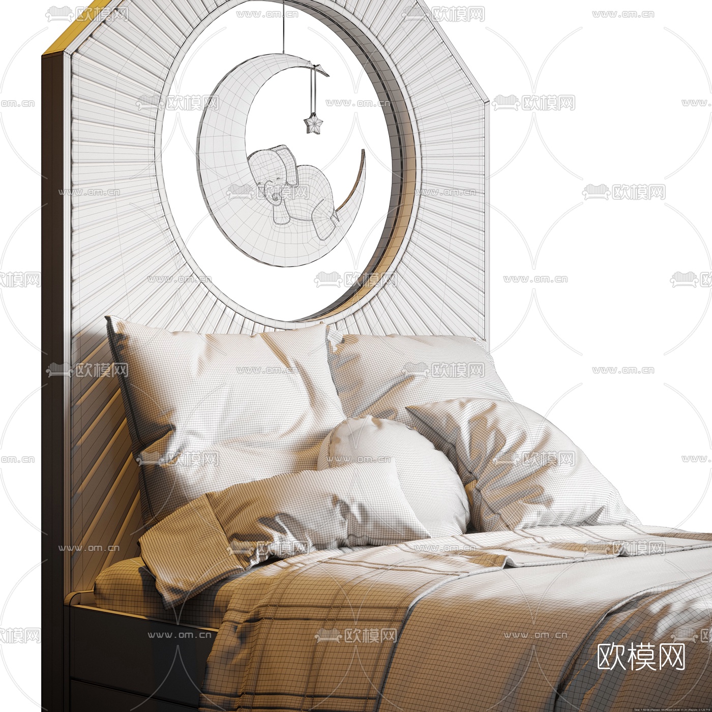 现代儿童床3d模型下载（渲染图3）