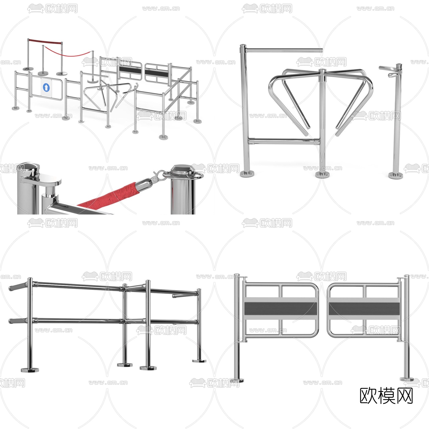 现代公共限流护栏3d模型