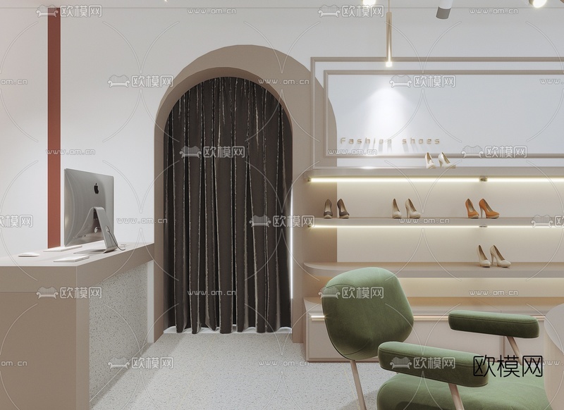 现代女士鞋店3d模型下载(渲染图3)