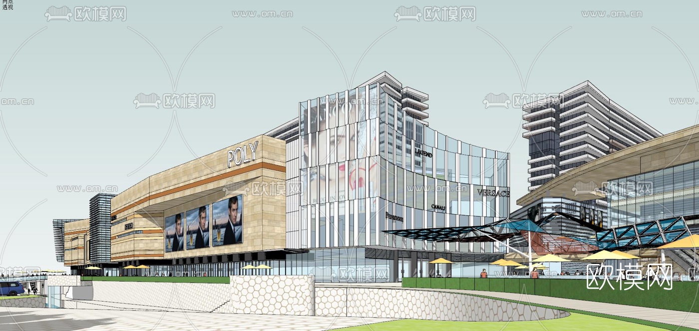 现代商业广场su模型下载（渲染图7）
