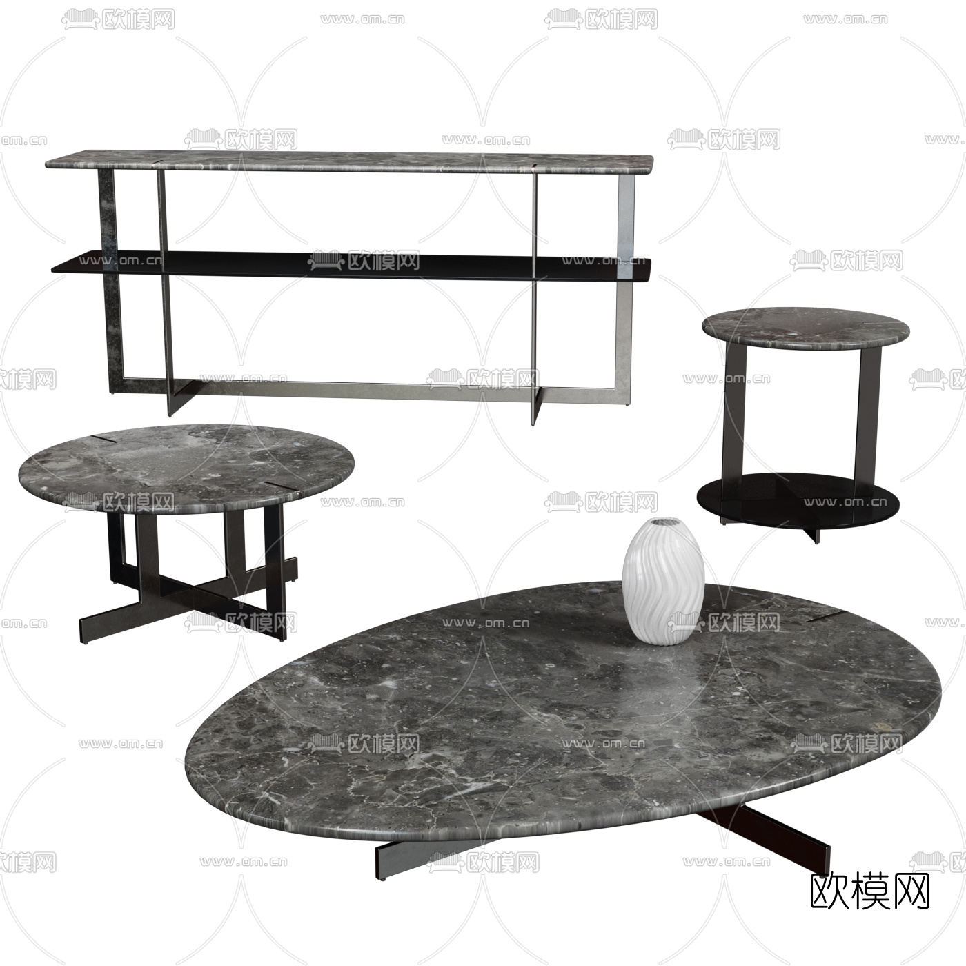 现代大理石茶几3d模型下载