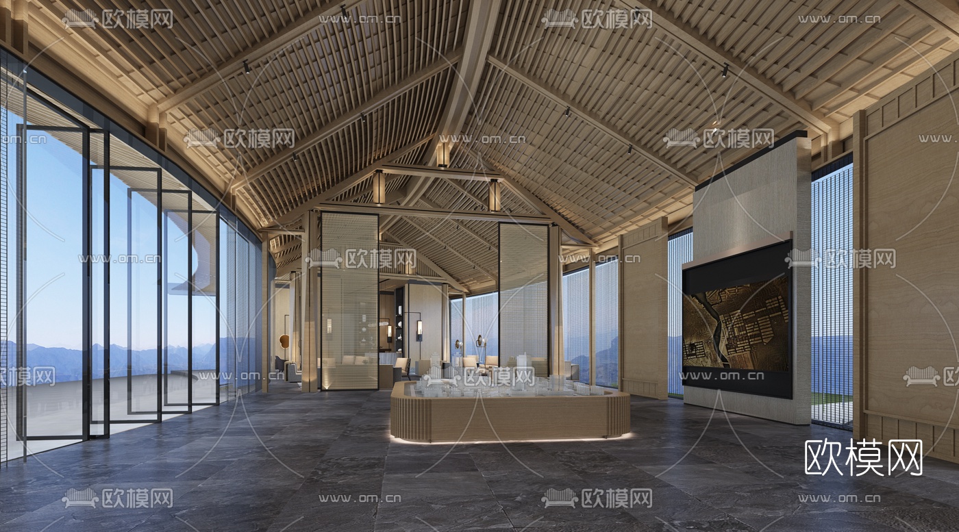 自然风售楼处洽谈区3d模型下载（渲染图2）