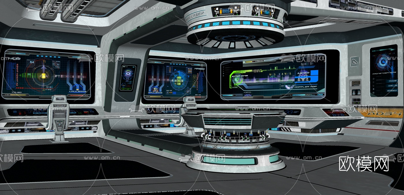 现代宇宙飞船监控室su模型下载（渲染图2）