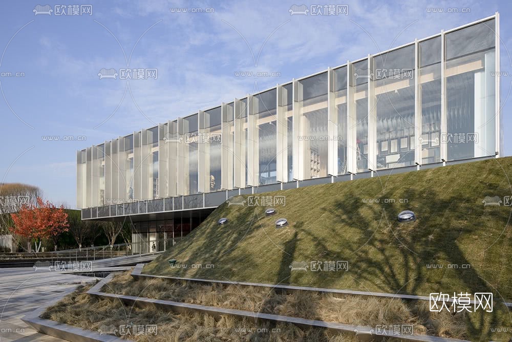 现代图书馆外观su模型下载（渲染图3）