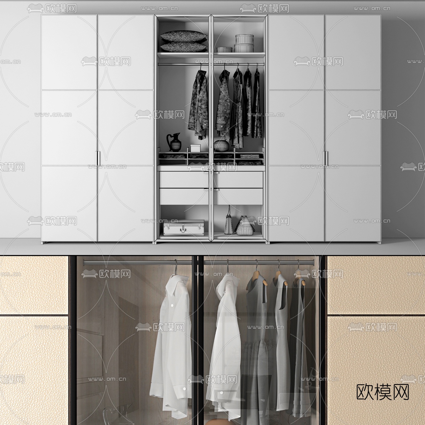 现代实木衣柜3d模型