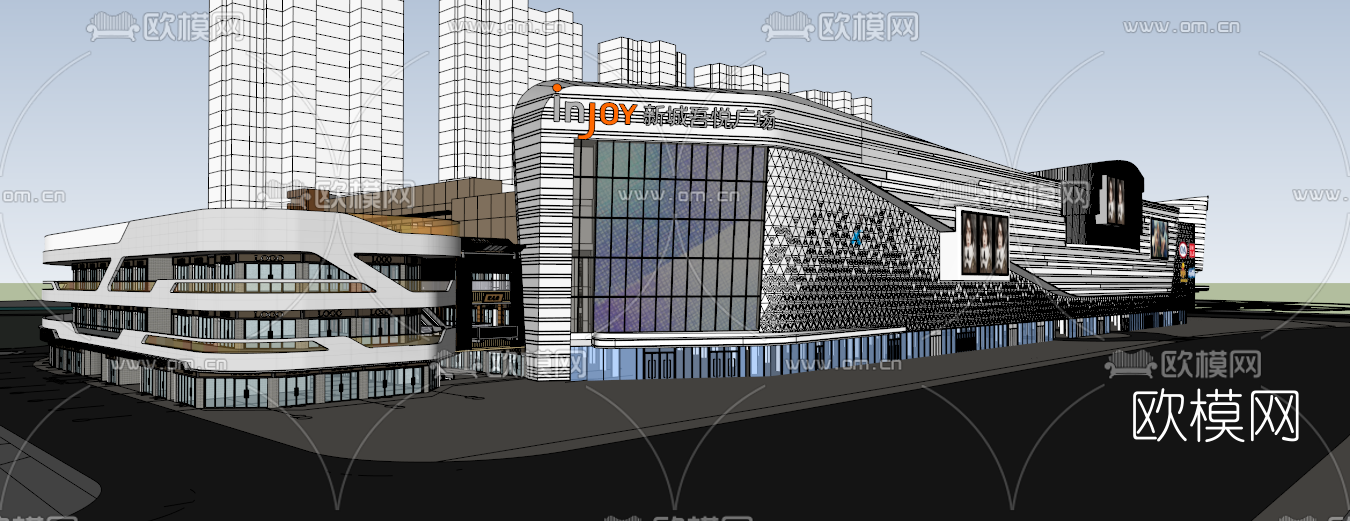 现代商业中心广场su模型下载（渲染图2）