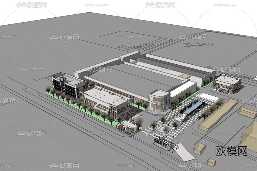 现代工业区规划免费su模型下载