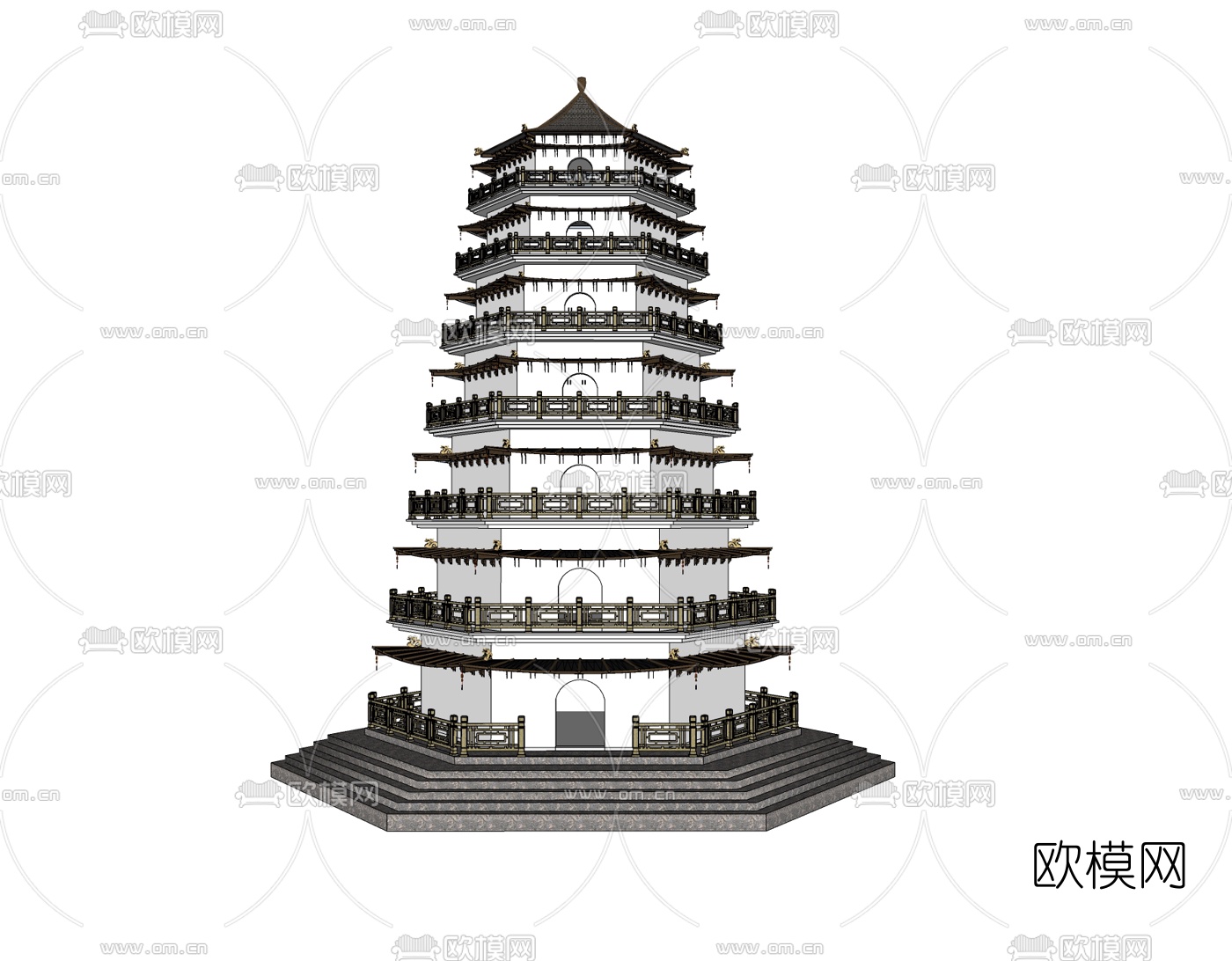 中式佛塔免费su模型下载