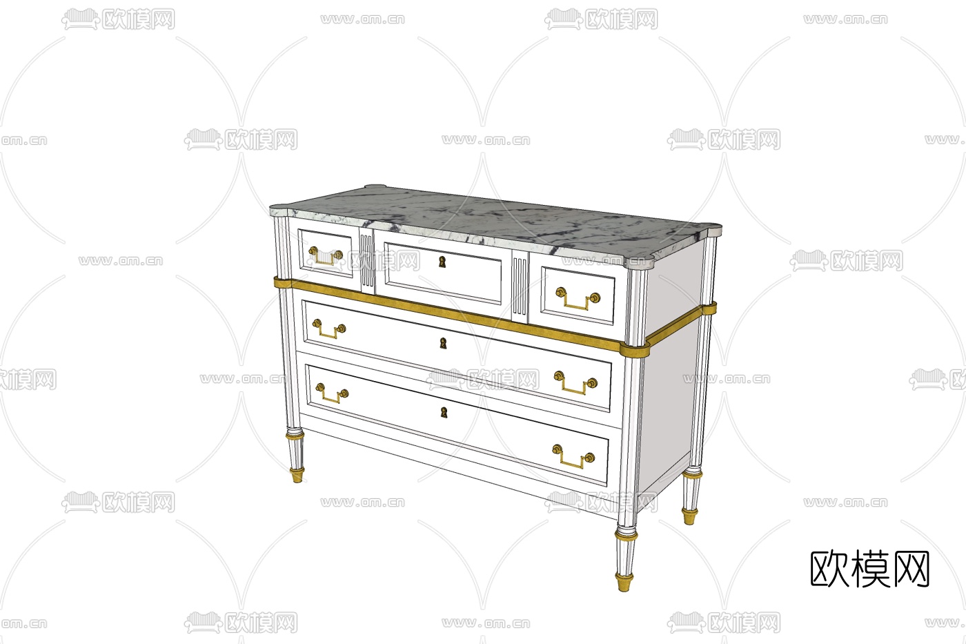 简欧端景柜免费su模型下载