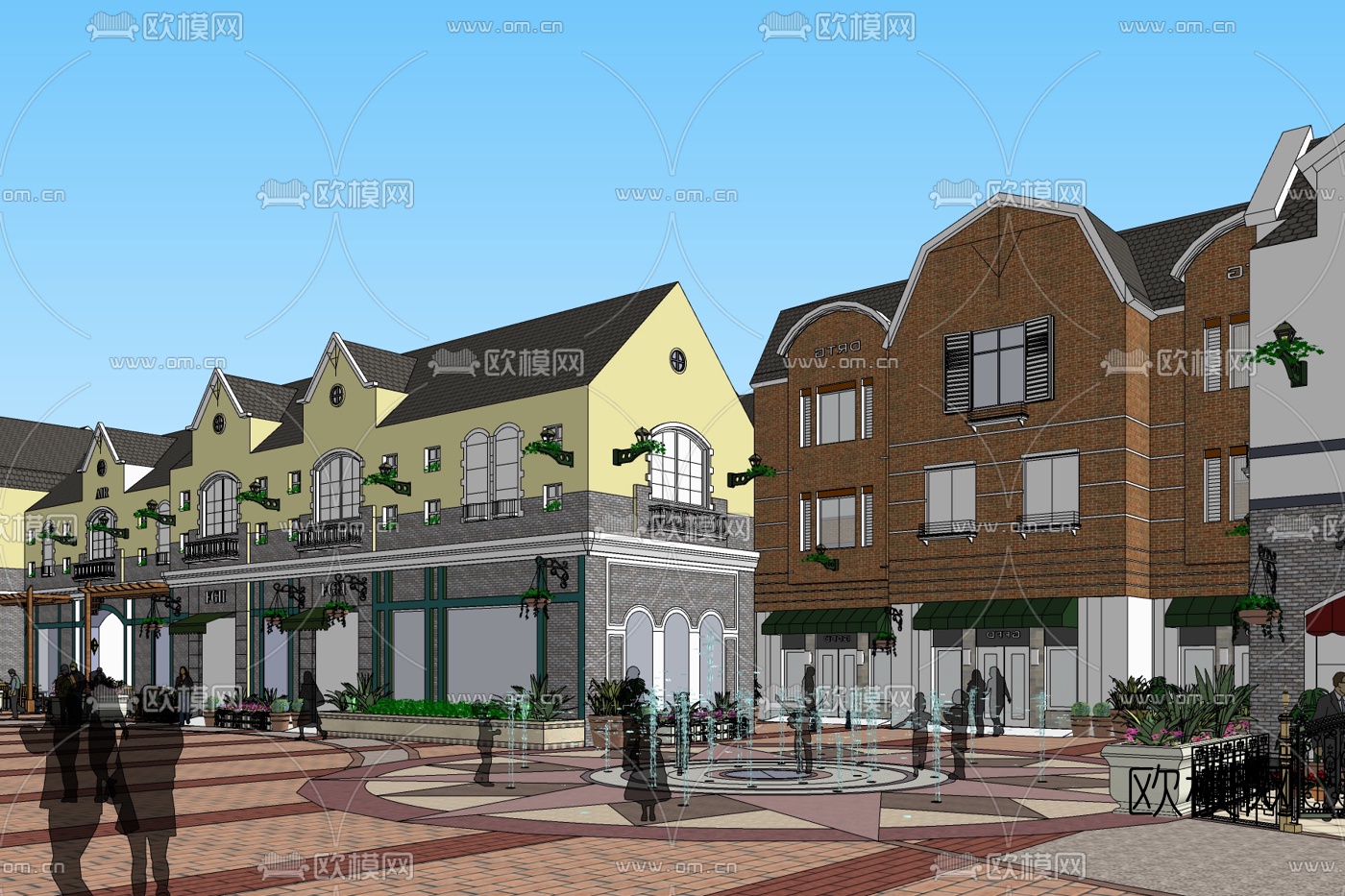 欧式商业街免费su模型下载