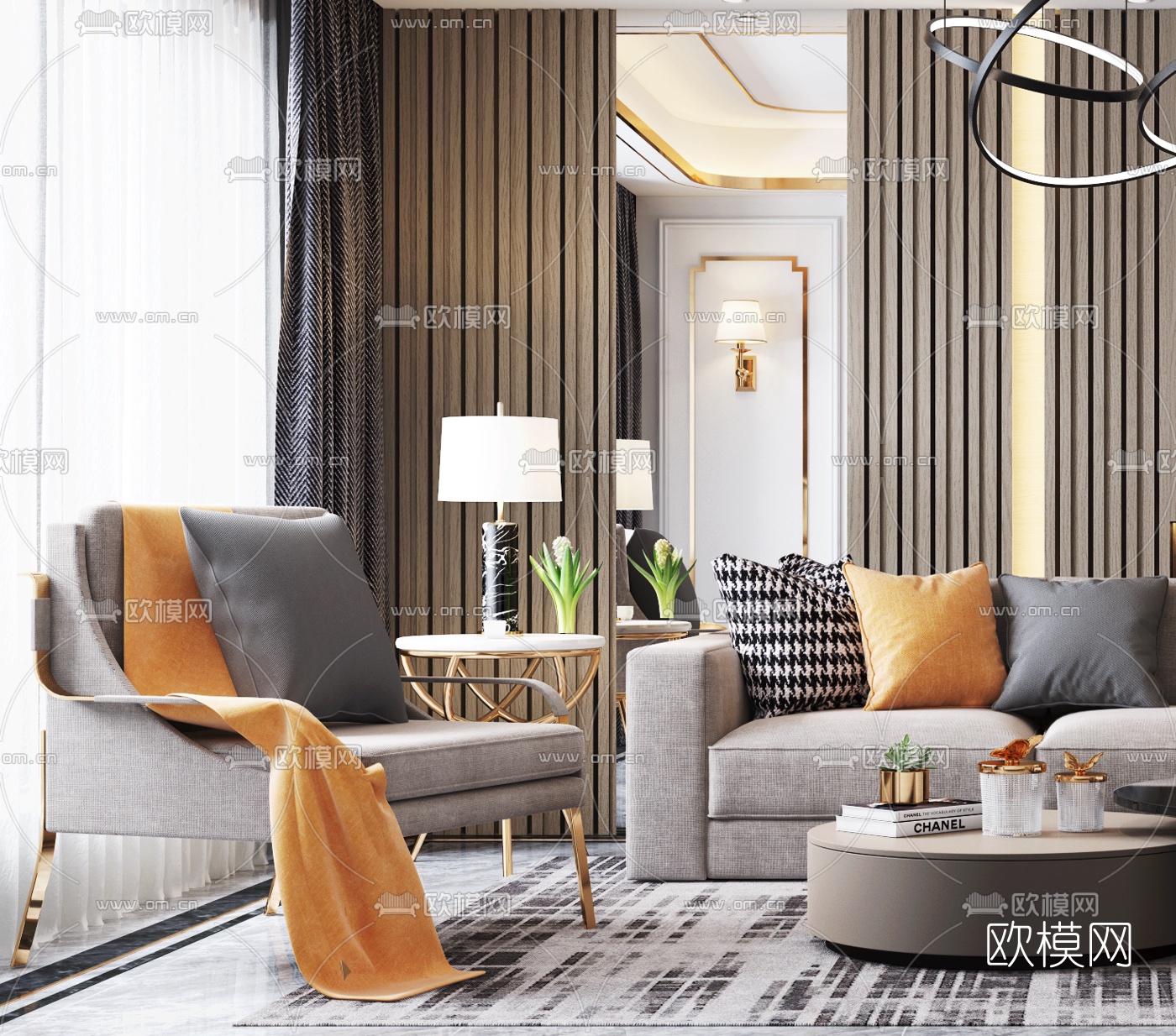 后现代客厅餐厅3d模型
