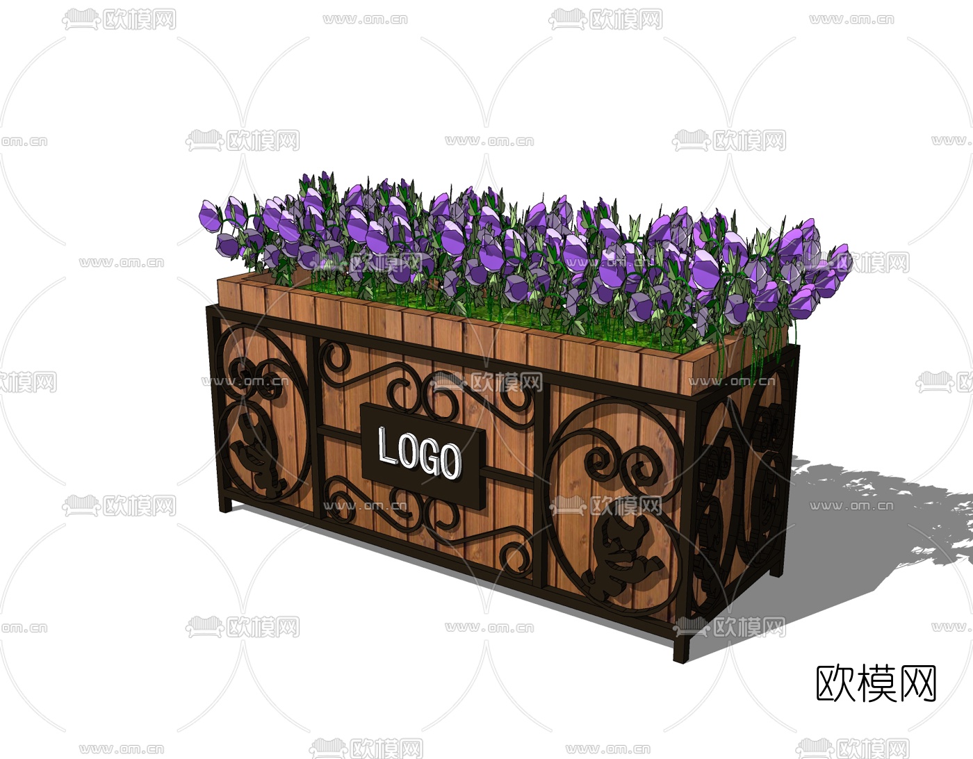 欧式花箱盆栽免费su模型下载