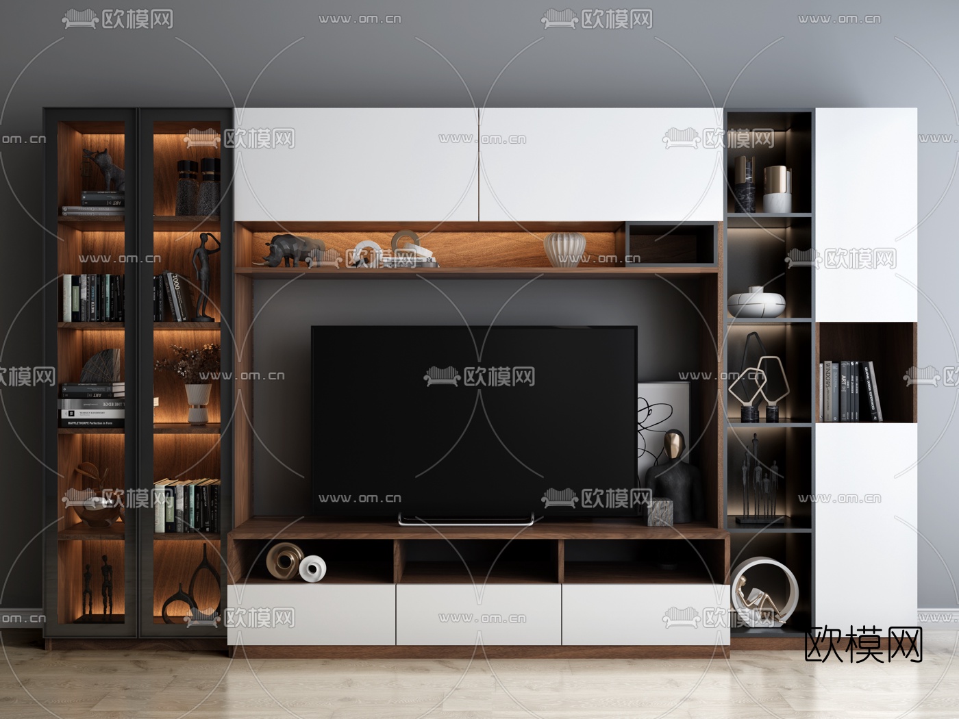 北欧一体式电视柜3d模型