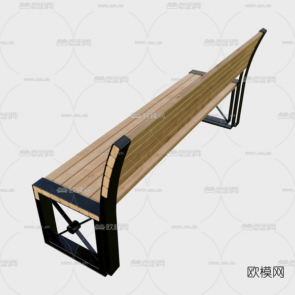 现代原木户外椅3d模型下载(渲染图2)
