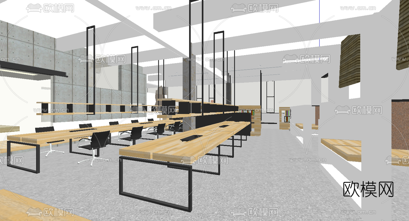 现代书吧图书馆su模型下载（渲染图3）