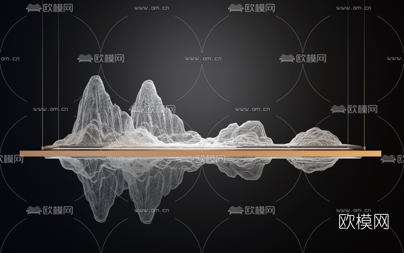 新中式金属装饰灯3d模型下载（渲染图2）