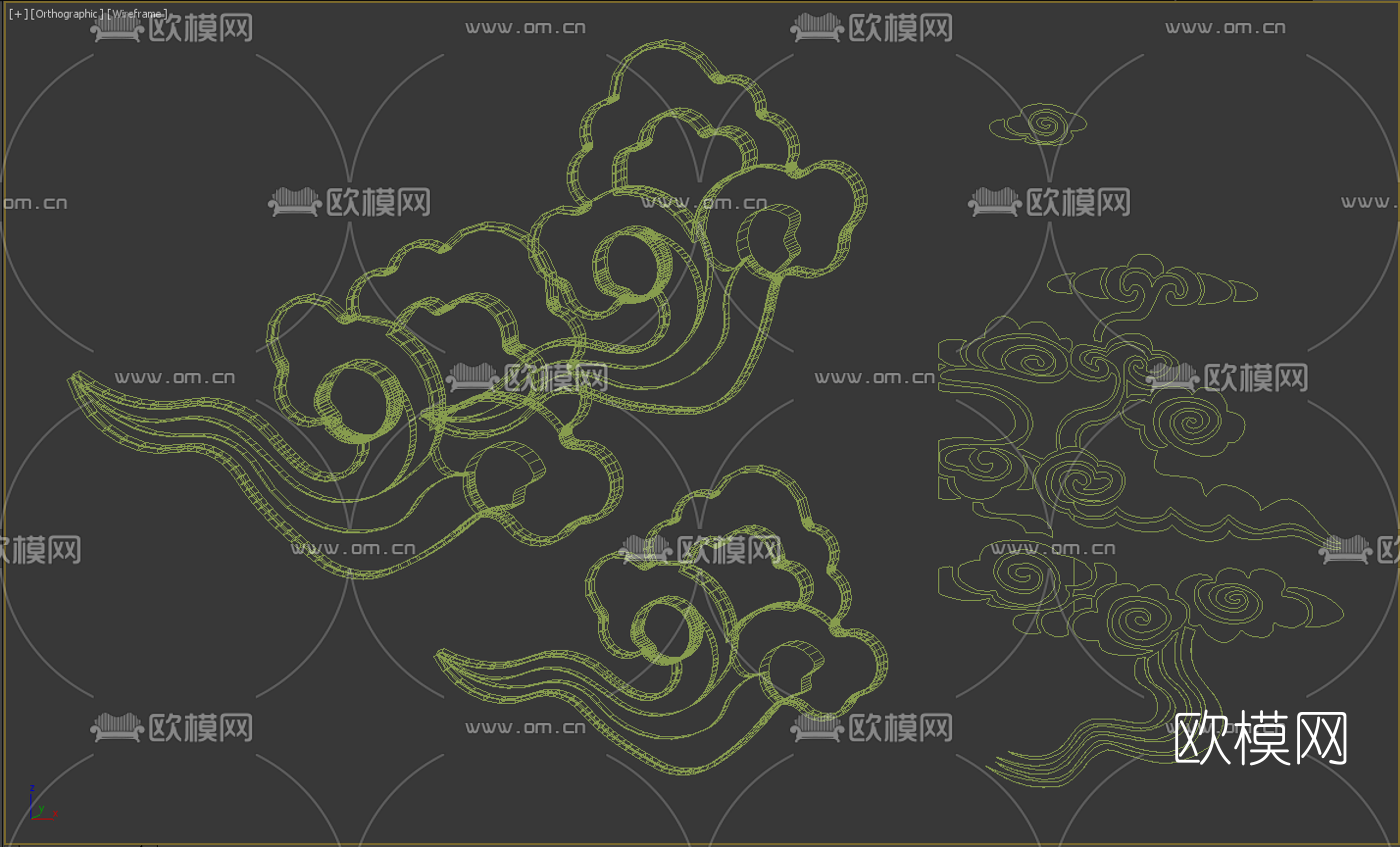 现代云纹挂件免费3d模型