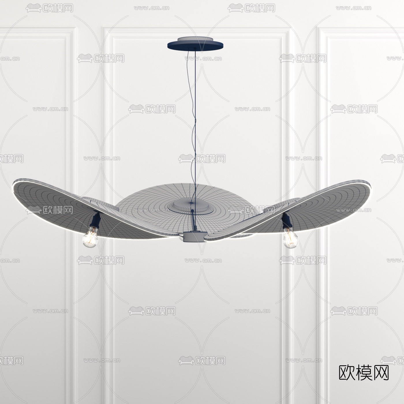现代金属花瓣吊灯3d模型-免费3dmax模型库-欧模网