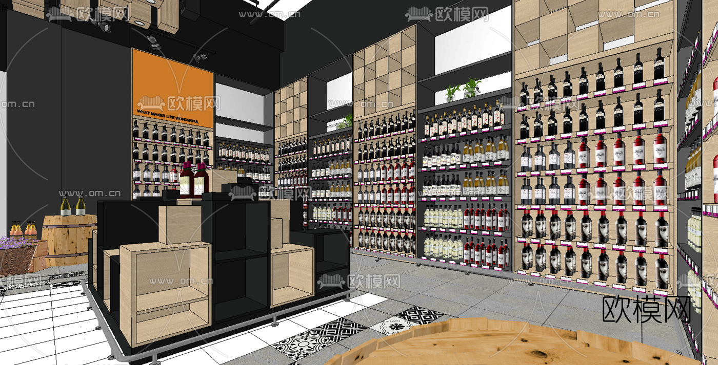 现代超市红酒区su模型下载（渲染图2）