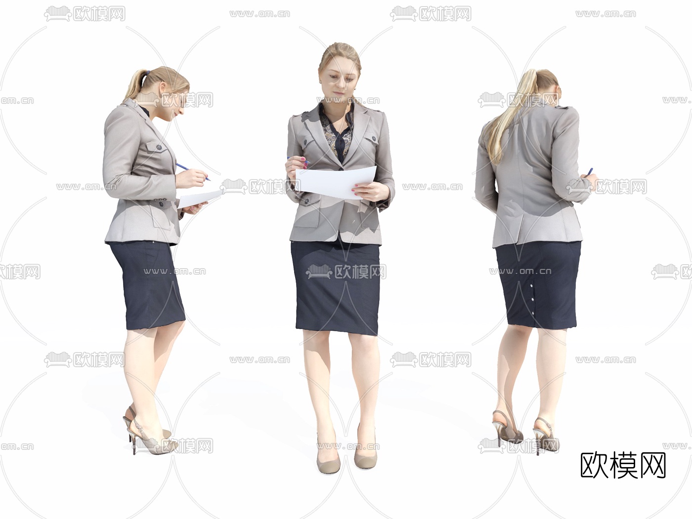 现代办公欧洲女性3d模型下载