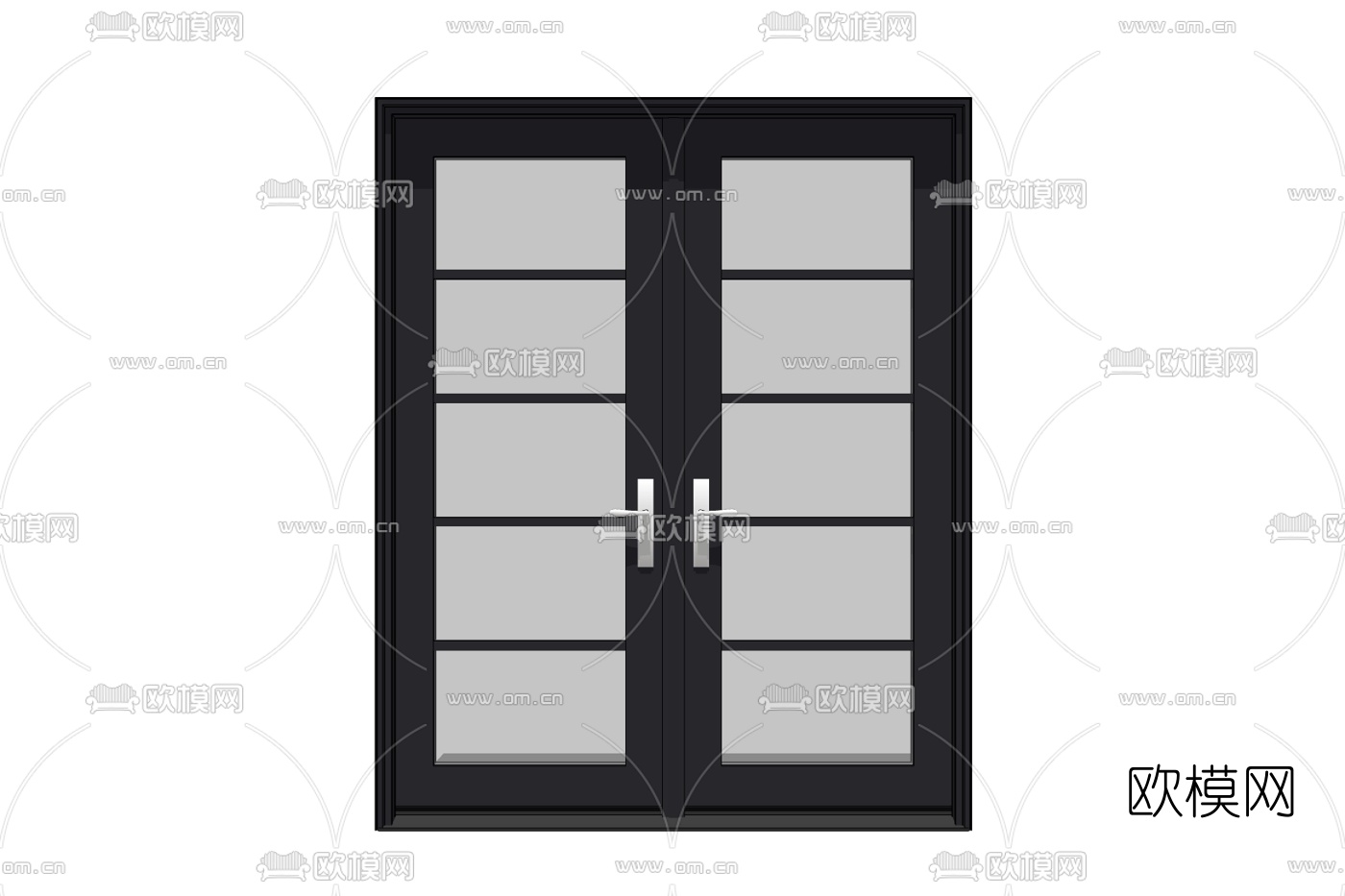 现代玻璃双开门免费su模型下载