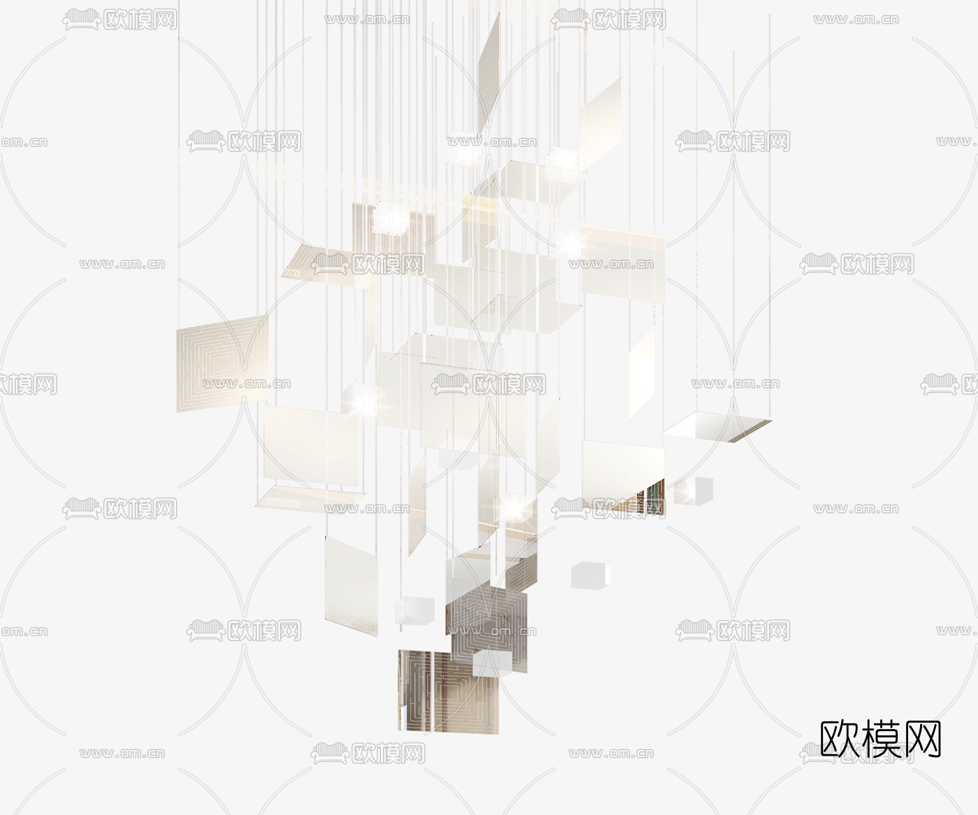 现代艺术金属雕塑3d模型下载（渲染图3）