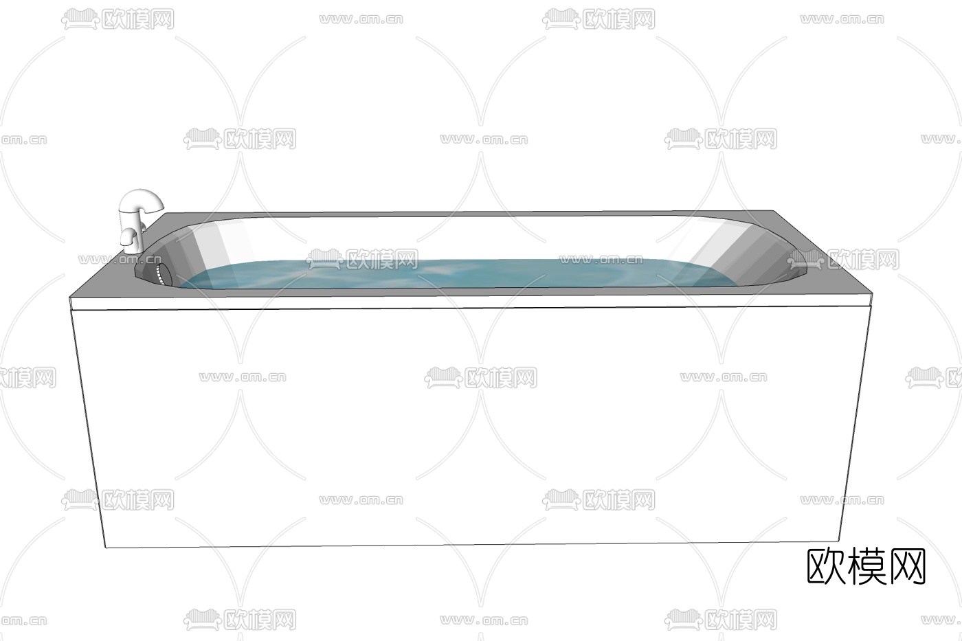 现代陶瓷浴缸免费su模型下载