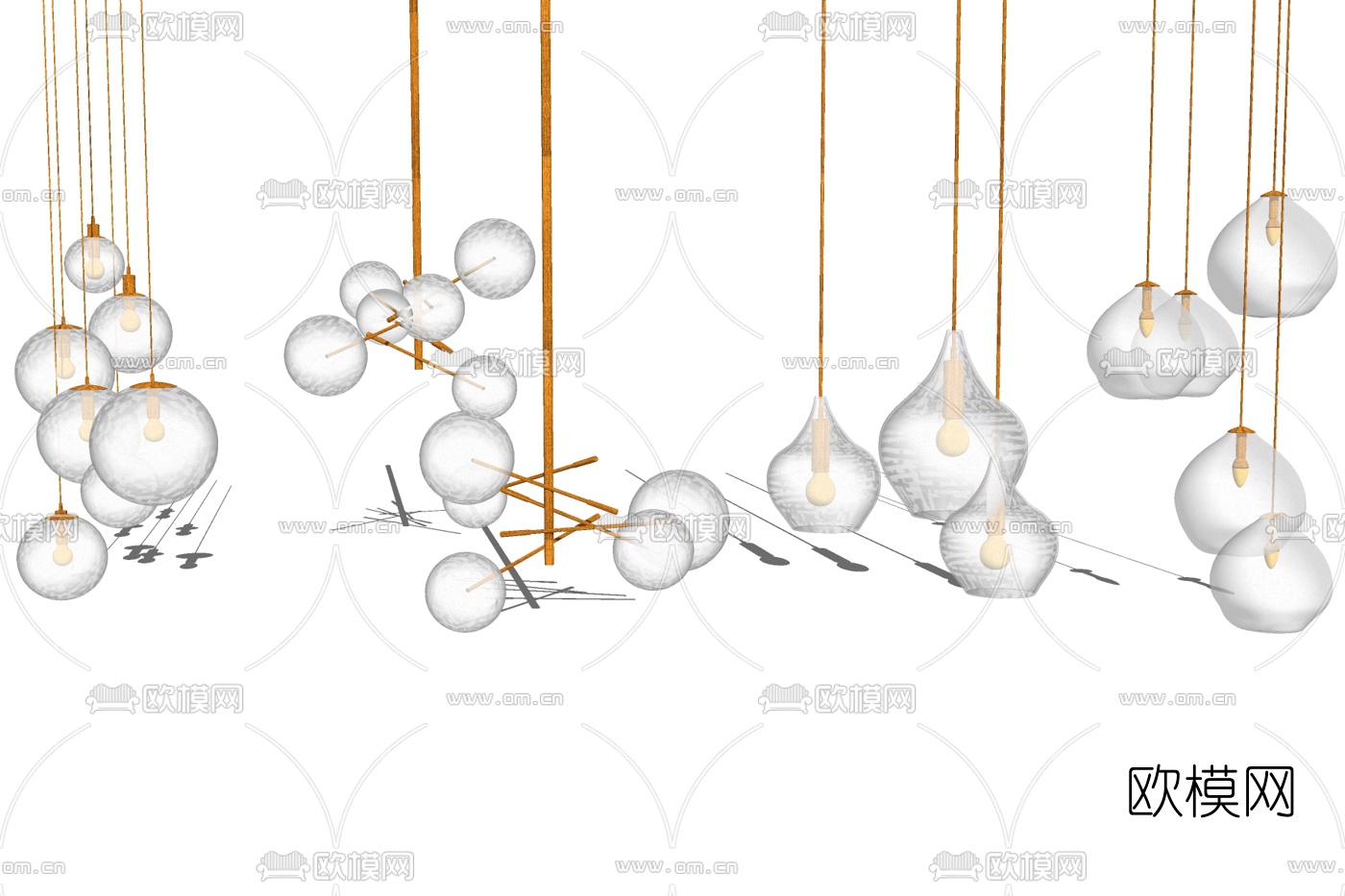 现代玻璃吊灯免费su模型下载