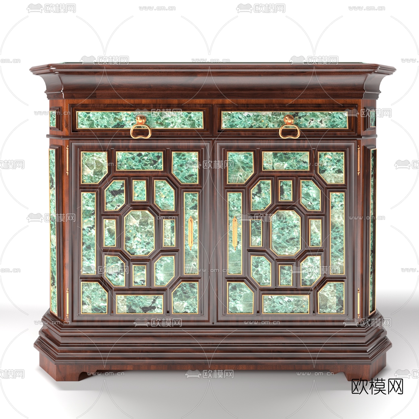 新古典复古边柜3d模型下载（渲染图2）