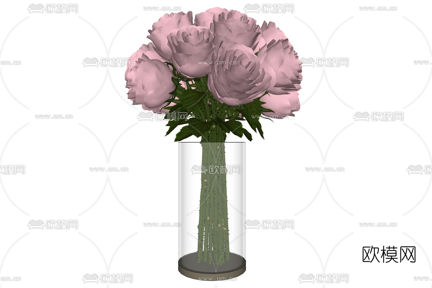 现代花瓶花卉免费su模型下载