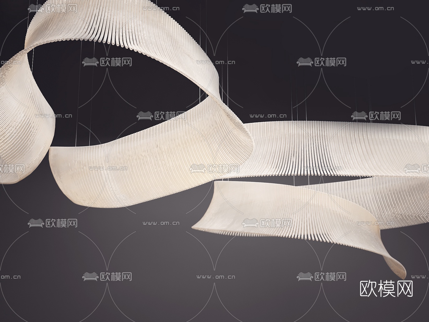 现代大型水晶装饰灯3d模型下载（渲染图2）