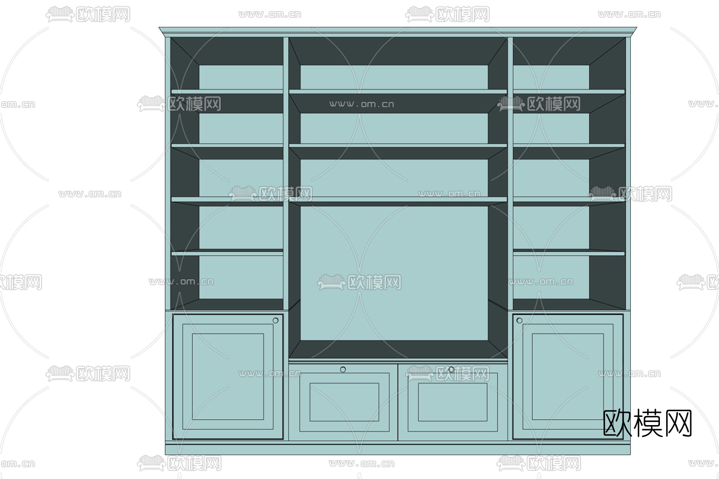 简欧实木边柜免费su模型下载