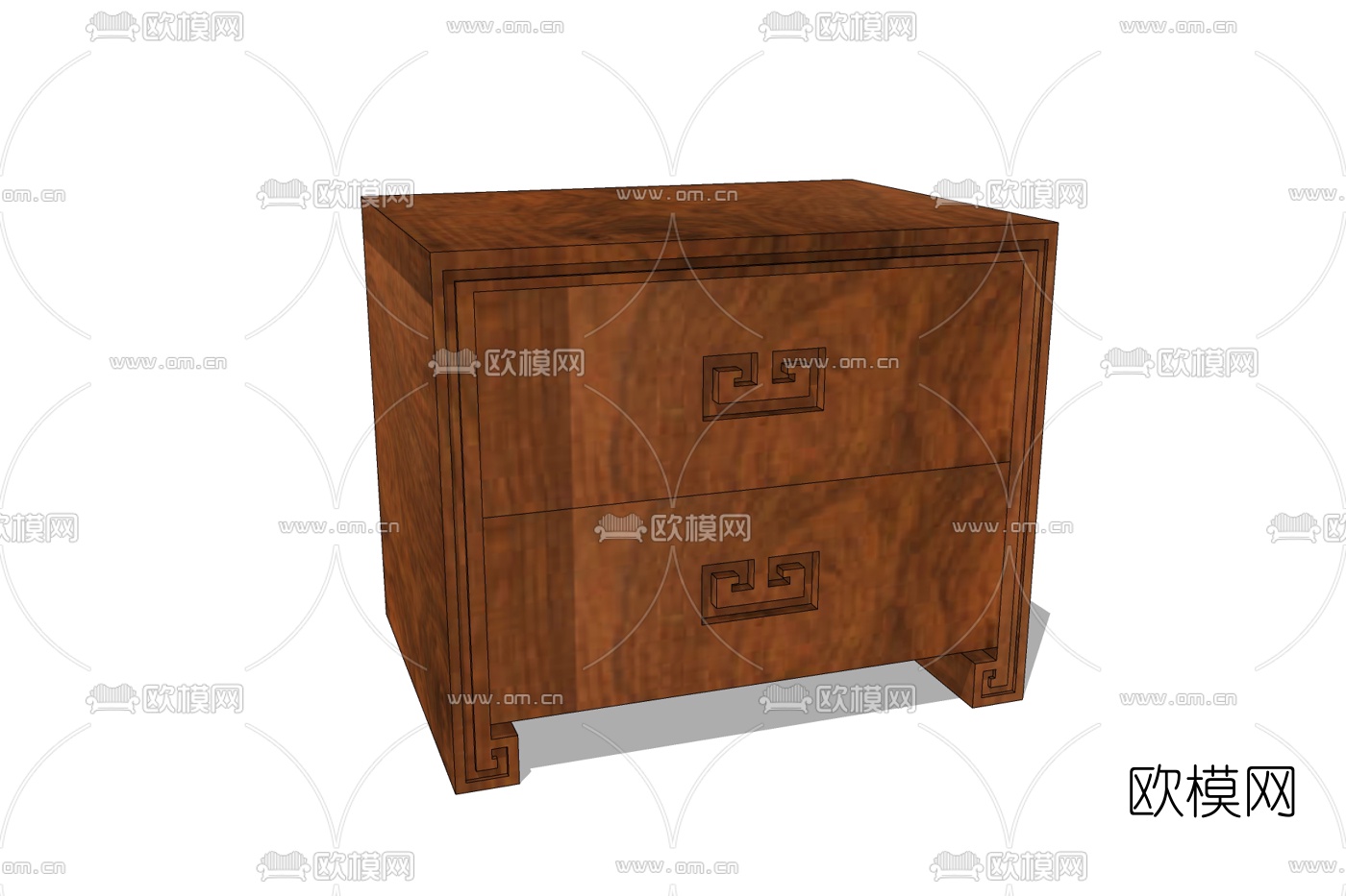 新中式实木床头柜免费su模型下载