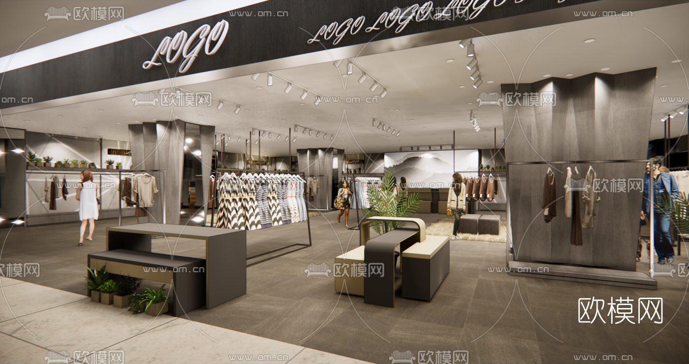 现代女装专卖店su模型