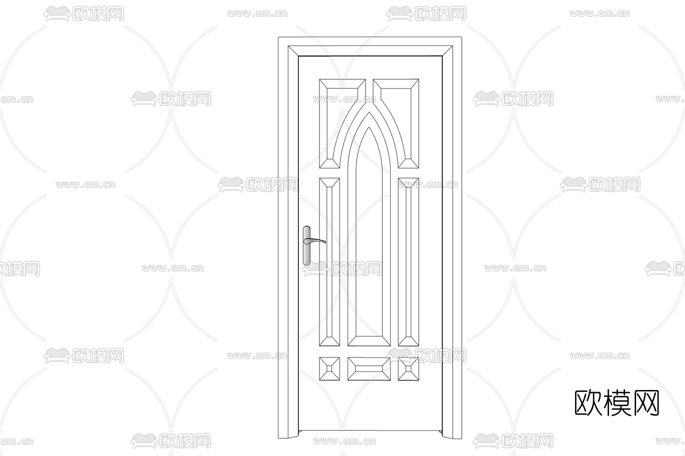 简欧平开门免费su模型