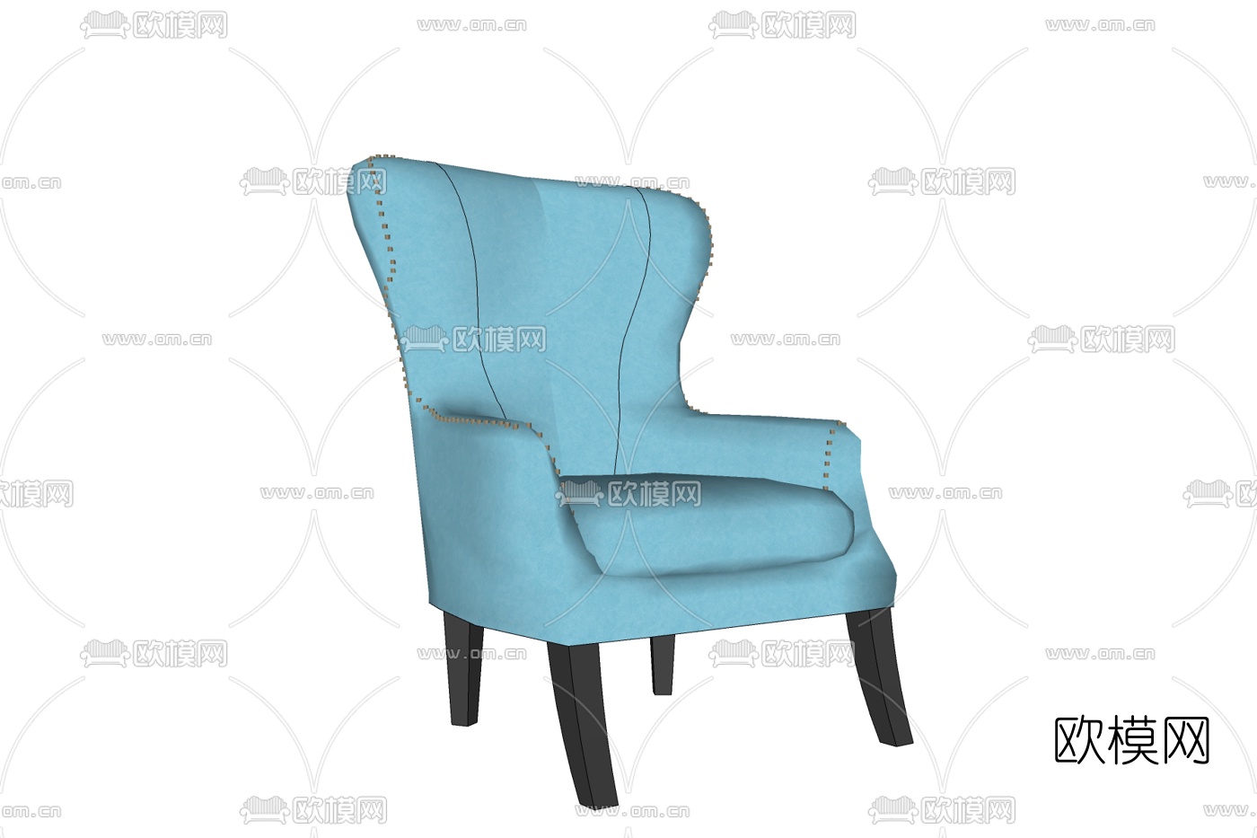 简欧布艺休闲椅免费su模型下载