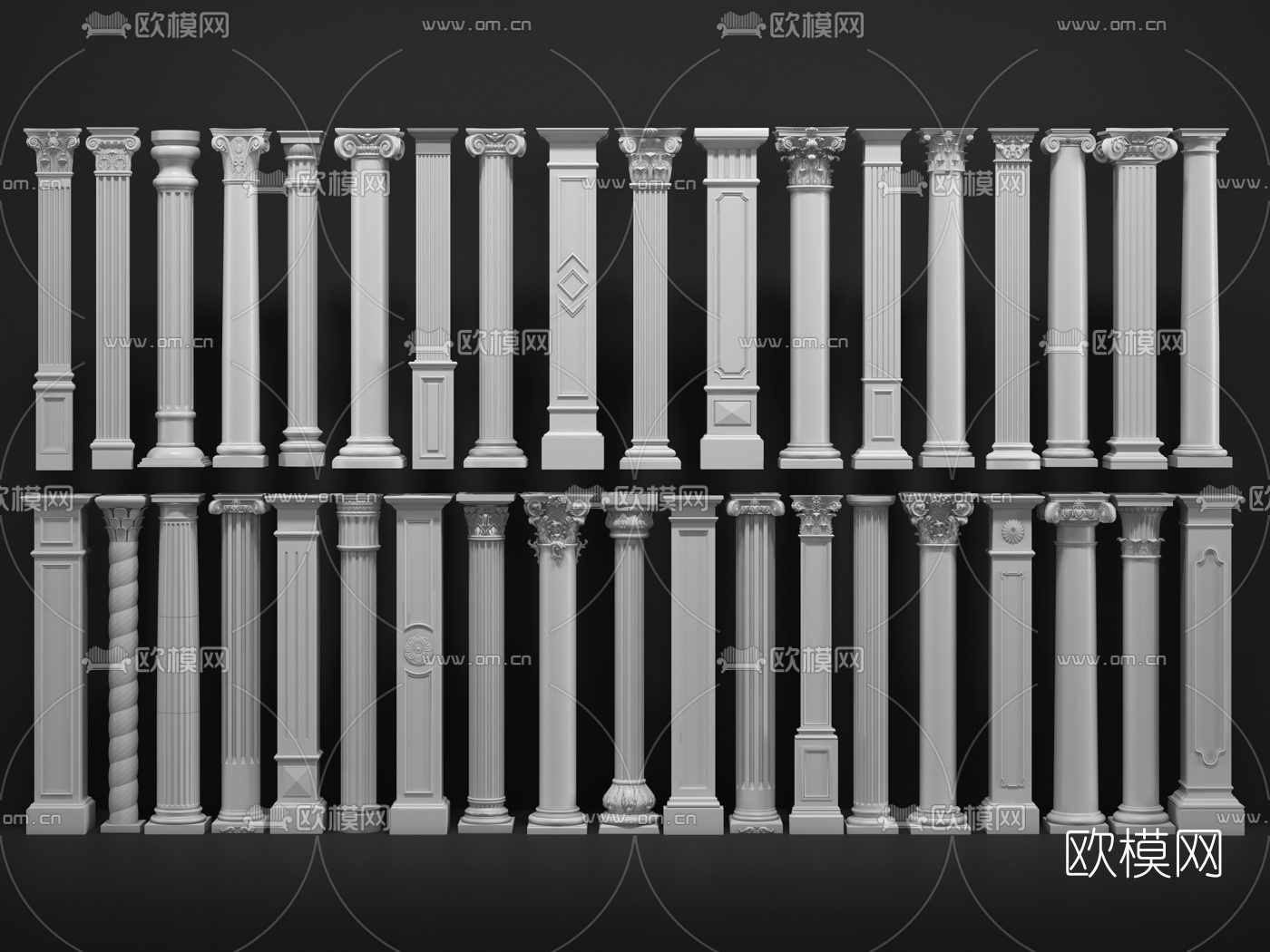 简欧罗马柱3d模型