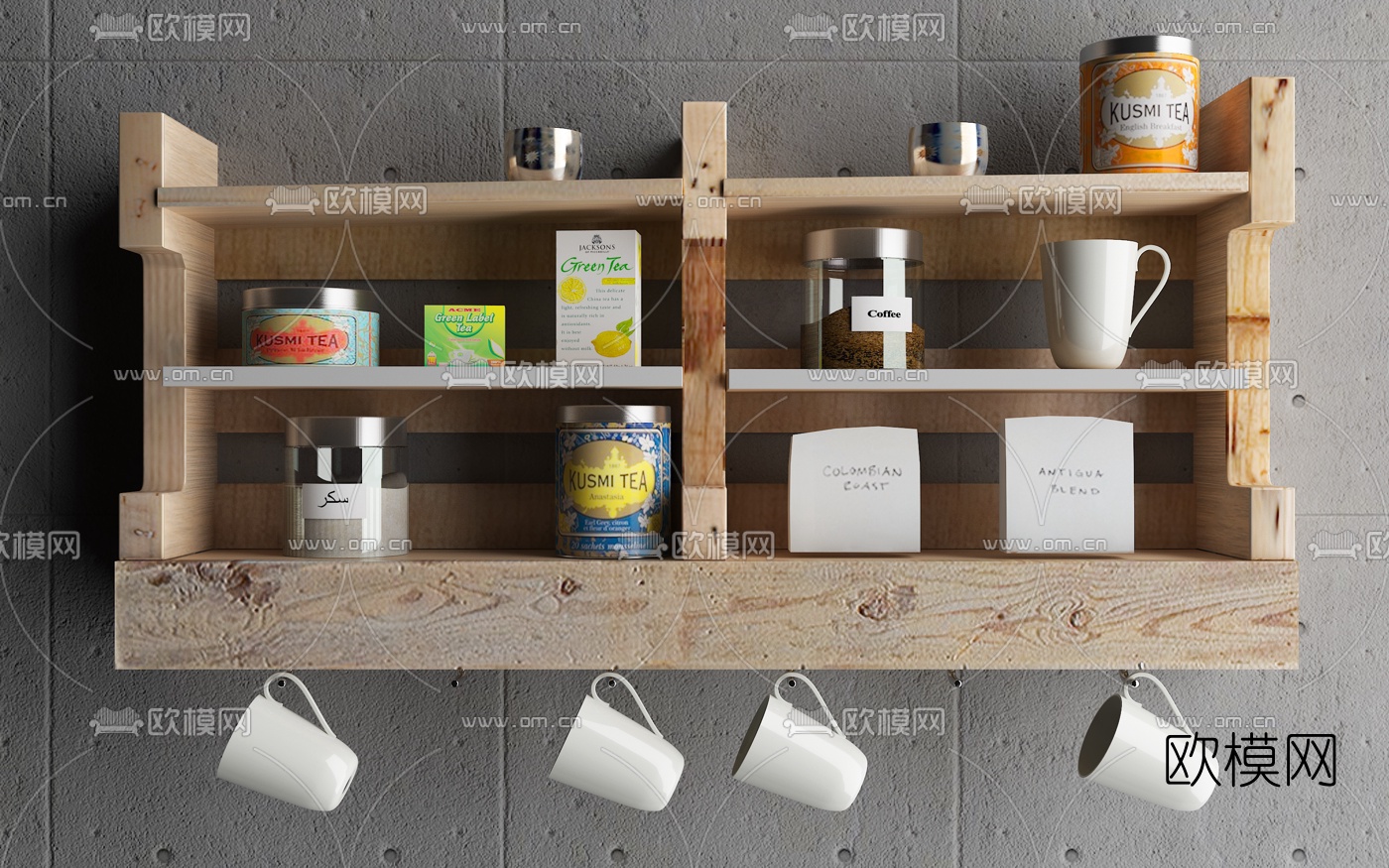 北欧原木吊柜壁柜3d模型下载