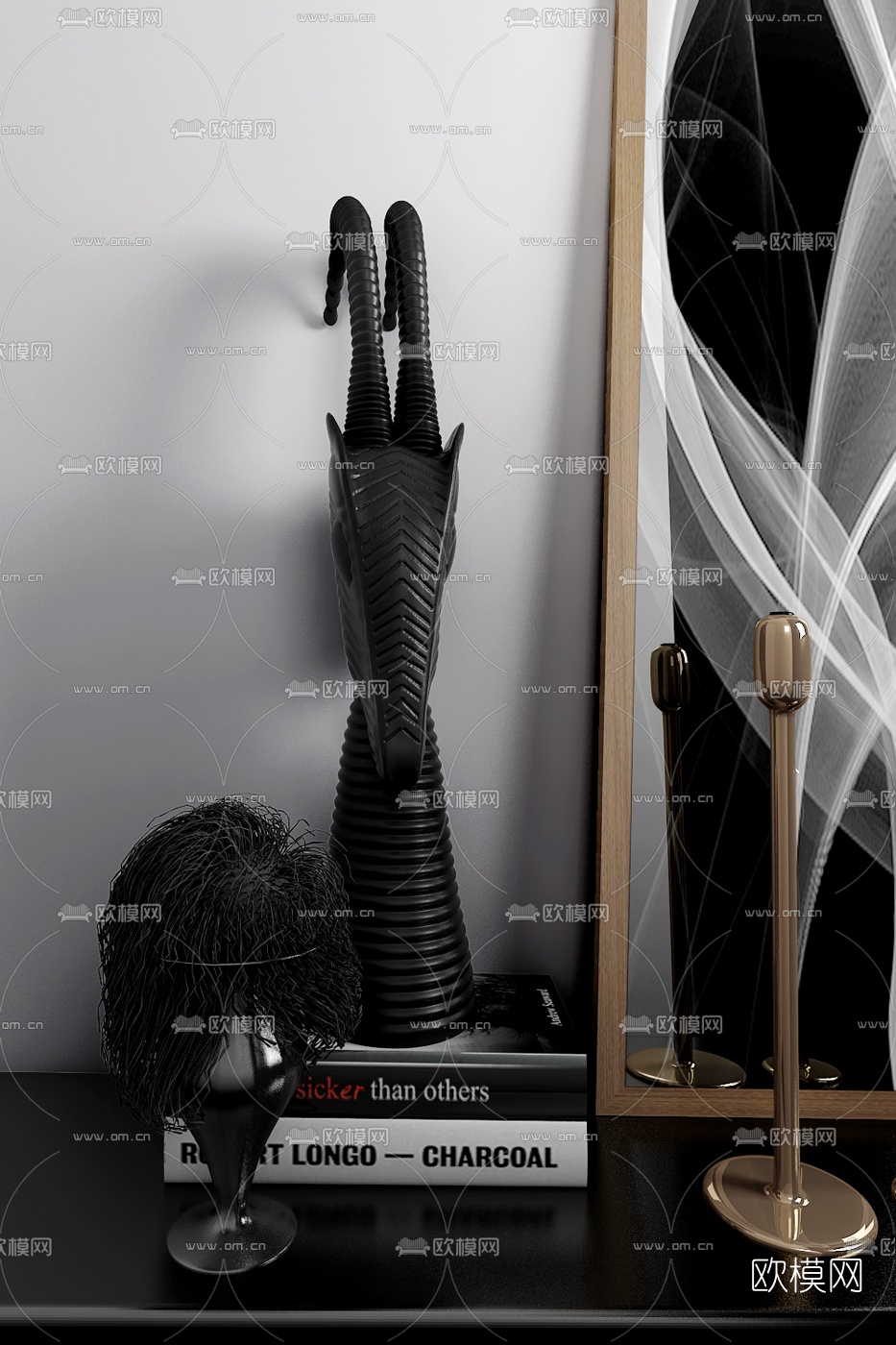 晟瑄空间设计 现代羊头图腾抽象摆件3d模型下载