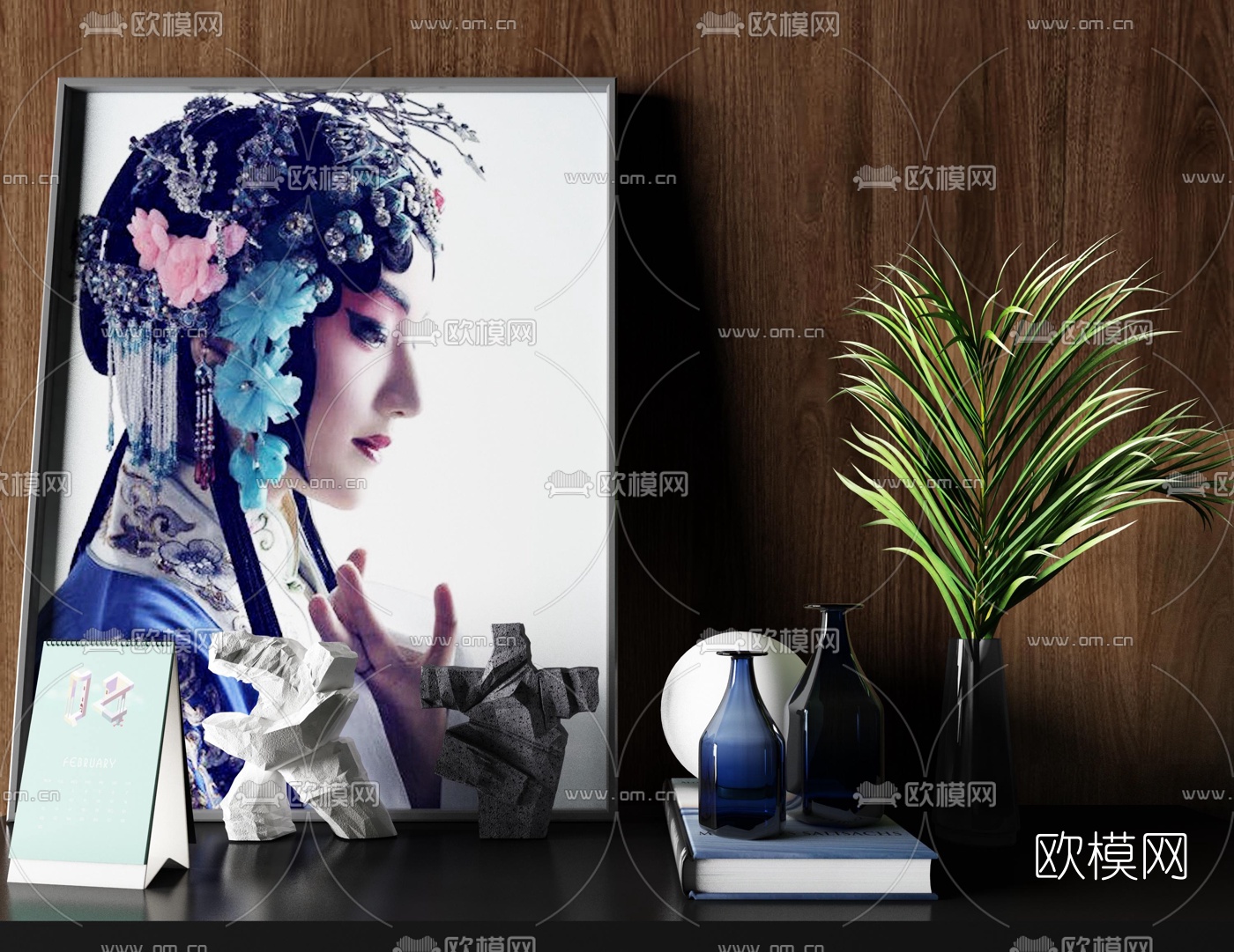 现代书籍相框画摆件3d模型
