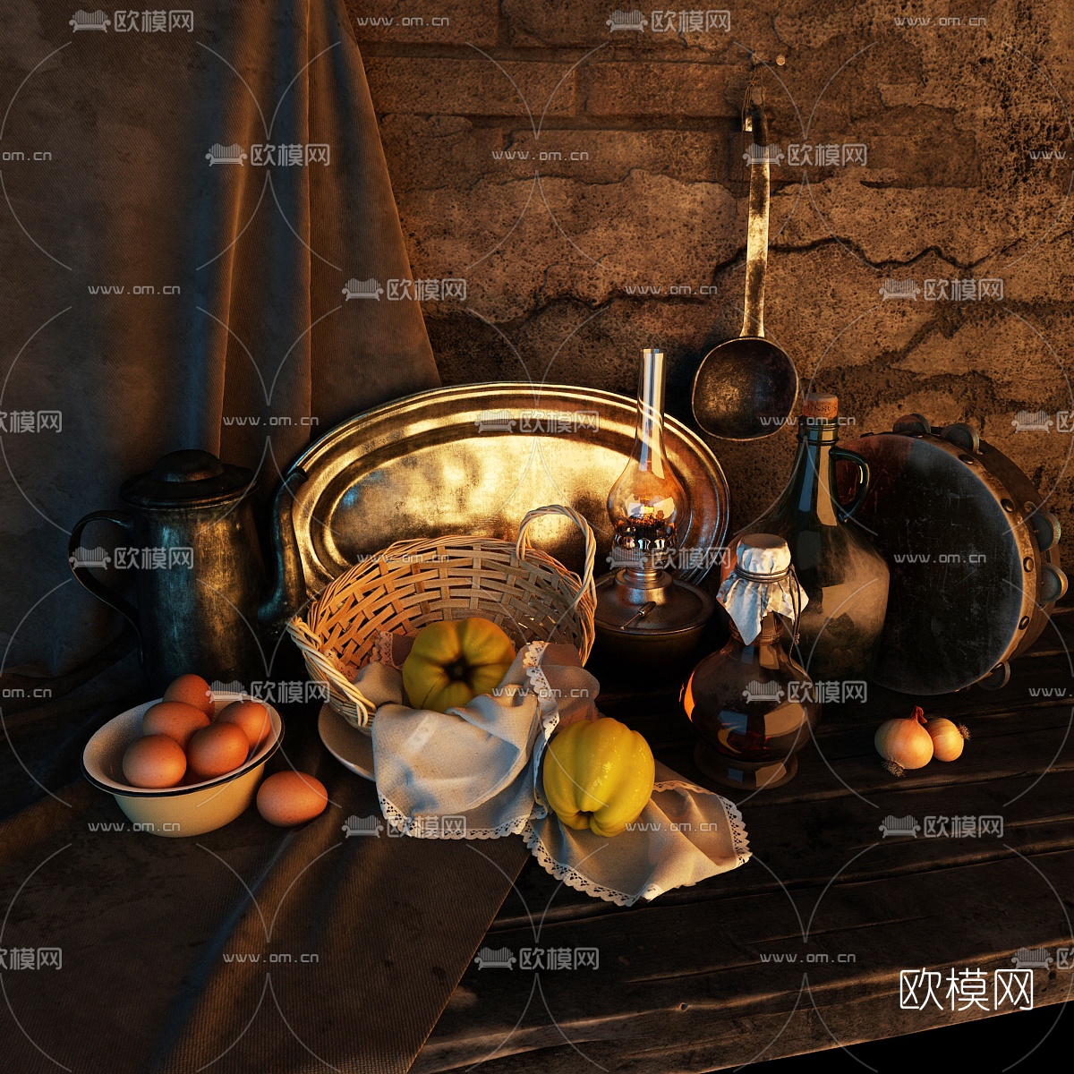 现代水果篮子金属摆件免费3d模型