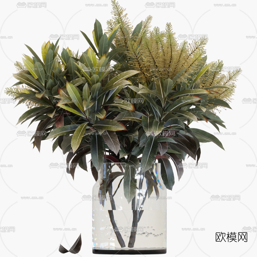 现代玻璃花瓶插花3d模型下载