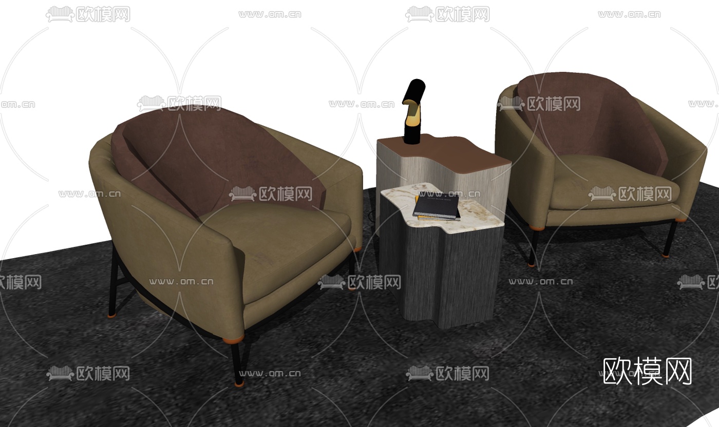 现代布艺休闲沙发su模型下载