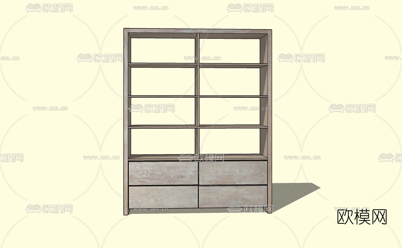 现代实木装饰架免费su模型下载